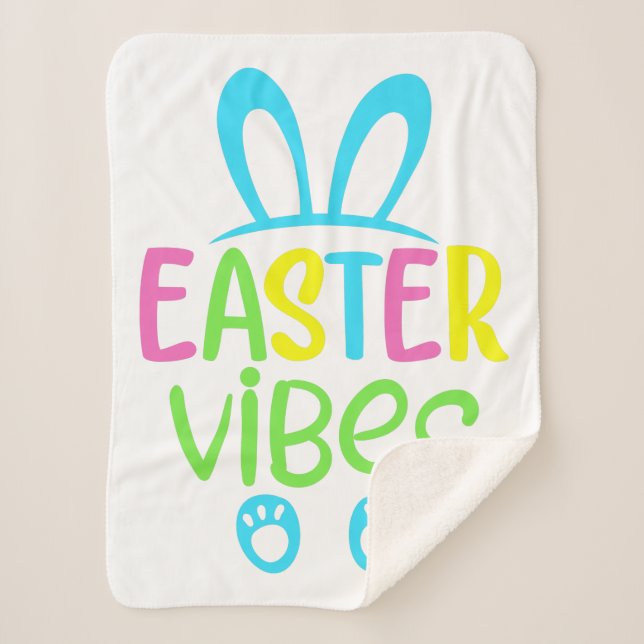 Easter Vibes Pastel Sherpa Blanket (Front)