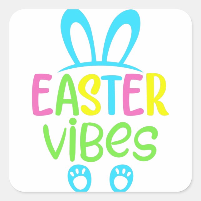 Easter Vibes Pastel Square Sticker (Front)