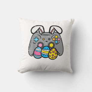 Easter Video Game Bunny Eggs Gaming Gamer Boys Men Cushion