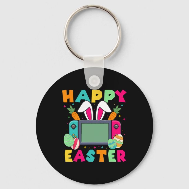 Easter Video Game Bunny Gaming Controller Gamer Bo Key Ring (Front)