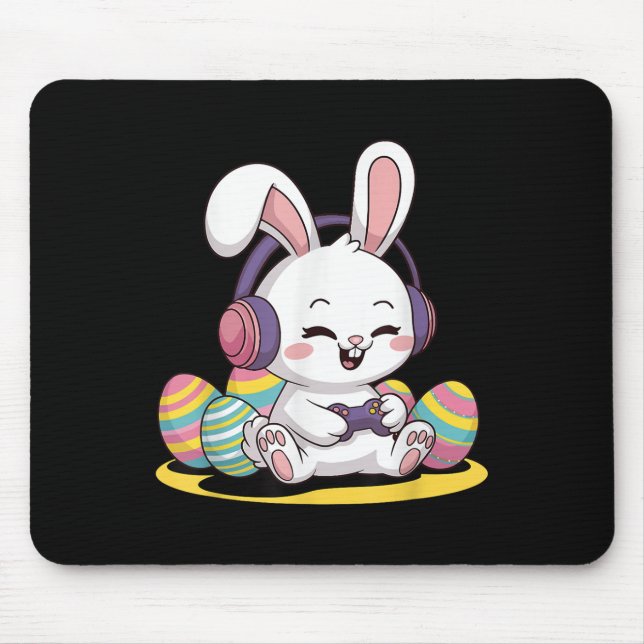 Easter Video Game Bunny Gaming Controller Gamer Bo Mouse Pad (Front)