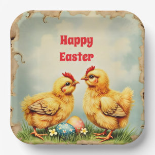 Easter Vintage 2 Little Chicken Holiday Collection Paper Plate