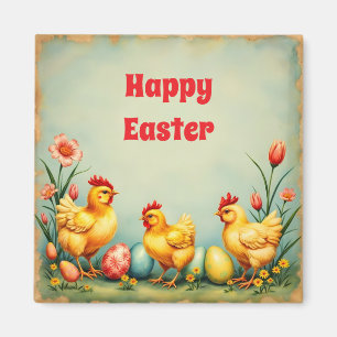 Easter Vintage 3 Little Chicken Holiday Collection Magnet