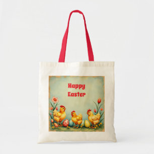 Easter Vintage 3 Little Chicken Holiday Collection Tote Bag