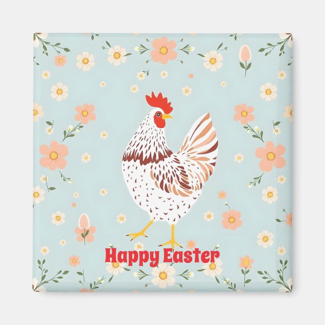 Easter Vintage Chicken Holiday Collection Magnet (Front)