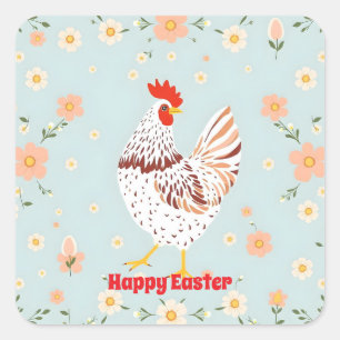 Easter Vintage Chicken Holiday Collection Square Sticker