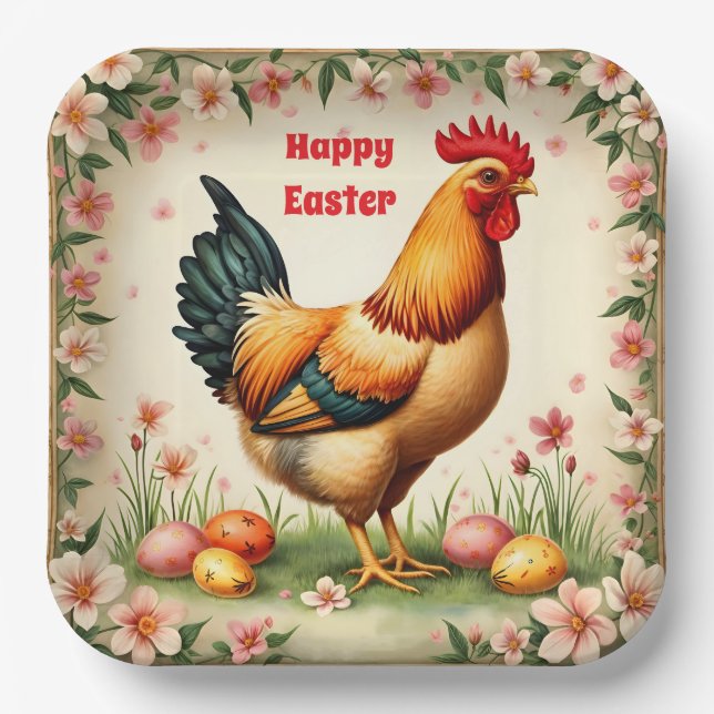 Easter Vintage Holiday Trendy Easter Collection Paper Plate (Front)