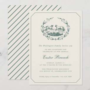 Easter Vintage Lambs Elegant Sage Green Brunch Invitation