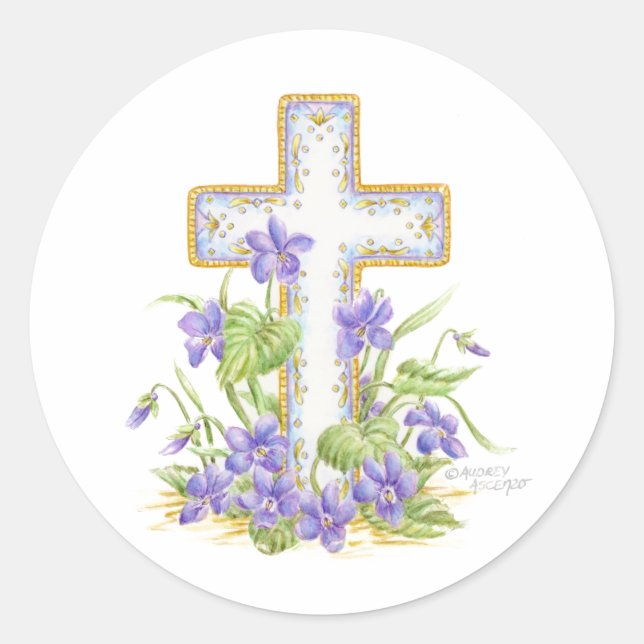 Easter Violet Cross Stickers (Front)