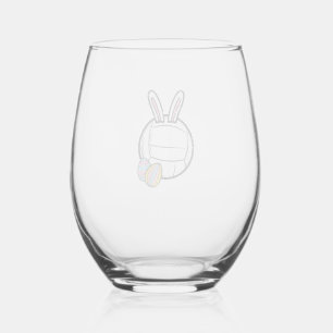 Easter Volleyball Bunny Sports Player Women Girls  Stemless Wine Glass