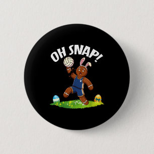 Easter Volleyball Gingerbread Man Oh Snap Broken A 6 Cm Round Badge