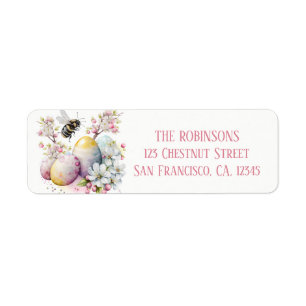 Easter Watercolor Bee Eggs and Flowers -   Return Address Label