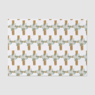 Easter Watercolor Floral Cross  Tissue Paper