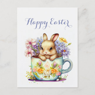 Easter-watercolor-floral-easter-greeting-elegant Holiday Postcard