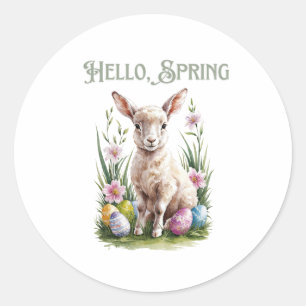 Easter Watercolor Lump, Eggs & Flowers Classic Round Sticker