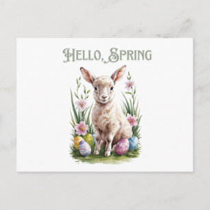 Easter Watercolor Lump, Eggs & Flowers Postcard