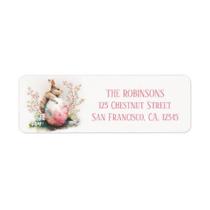 Easter Watercolor Rabbit Eggs and Flowers -   Return Address Label