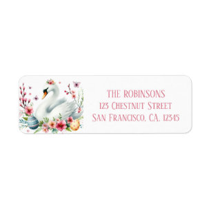 Easter Watercolor Swan Eggs and Flowers -   Return Address Label