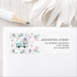 Easter Watercolor Truck Bunny Address Return Address Label