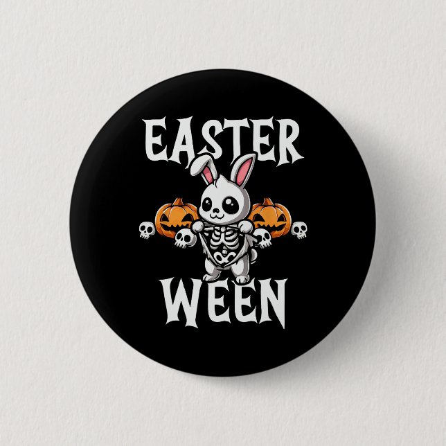 Easter Ween Skeleton Bunny Halloween Theme  6 Cm Round Badge (Front)