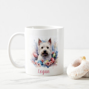 Easter Westie Eggs and Flowers - Coffee Mug