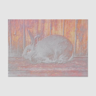 Easter White Orange Bunny Rabbit Wood Art Tissue Paper