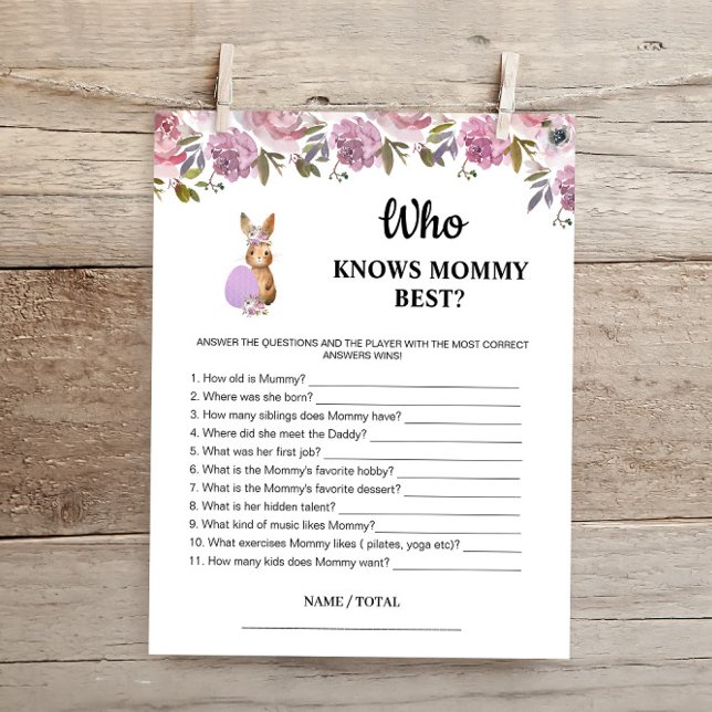 Easter Who knows Mommy Best Baby Game Card  (Creator Uploaded)