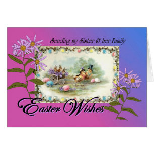 Easter Wishes for Sister and Family, Chicks Asters