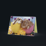 Easter Wishes Holiday Card<br><div class="desc">Two adorable bunnies grace the front of this pretty card.  Thanks to Karen for this beautiful image.</div>