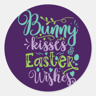 Easter wishes kisses classic round sticker