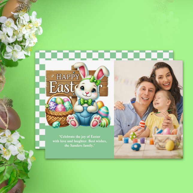 "Easter Wishes! Lovely Bunny with Family Picture" Invitation (Creator Uploaded)