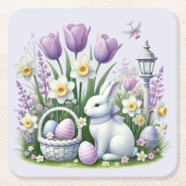 Easter Wishes Square Paper Coaster