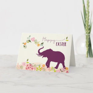 Easter with Hope and Joyful Elephant and Flowers Card