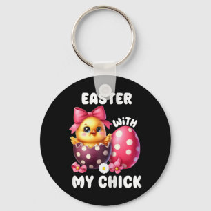 Easter With My Chick Easter Pregnancy Announcement Key Ring