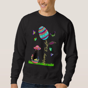 Easter Women Lucky Black Cat Bunny Easter Bonnet G Sweatshirt