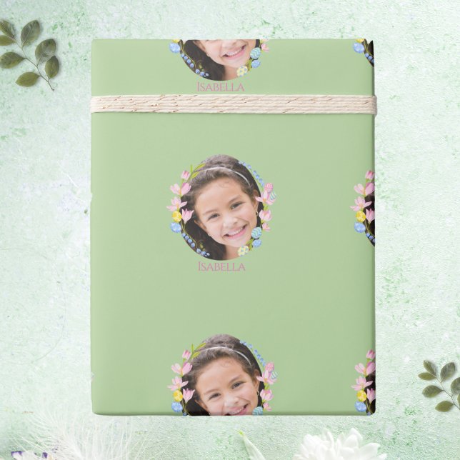Easter Wrapping Paper with Photo & Name - Green (Easter Wrapping Paper with Photo & Name - Green)