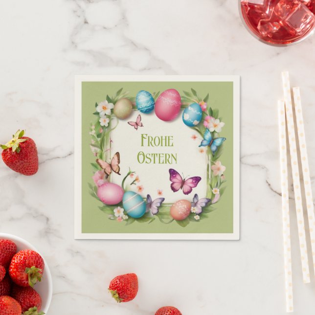 Easter Wreath: Happy Easter - Napkin (Insitu)
