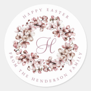 Easter Wreath Personalised Name Round Stickers
