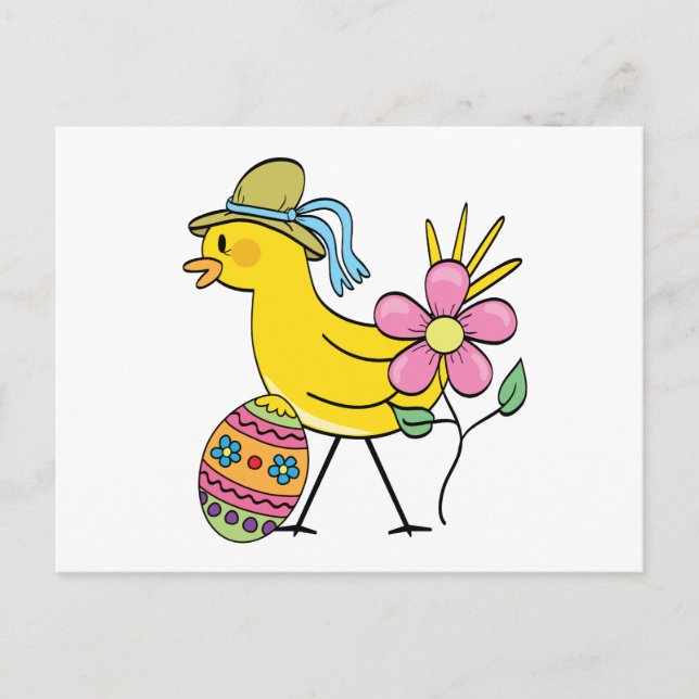 Easter Yellow Bird T-shirts and Gifts Holiday Postcard (Front)