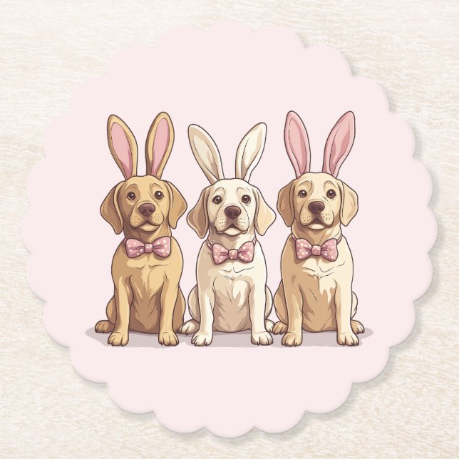 Easter Yellow Labrador Retriever Dogs Paper Coaster (Front)
