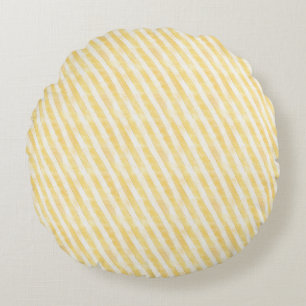 Easter Yellow Striped Fabric – Cute Round Cushion