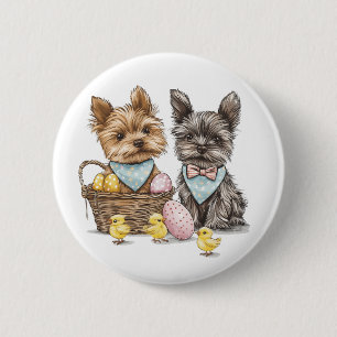 Easter Yorkshire Terrier Dogs 6 Cm Round Badge