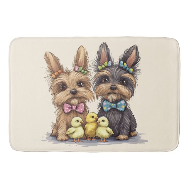 Easter Yorkshire Terrier Dogs Bath Mat (Front)