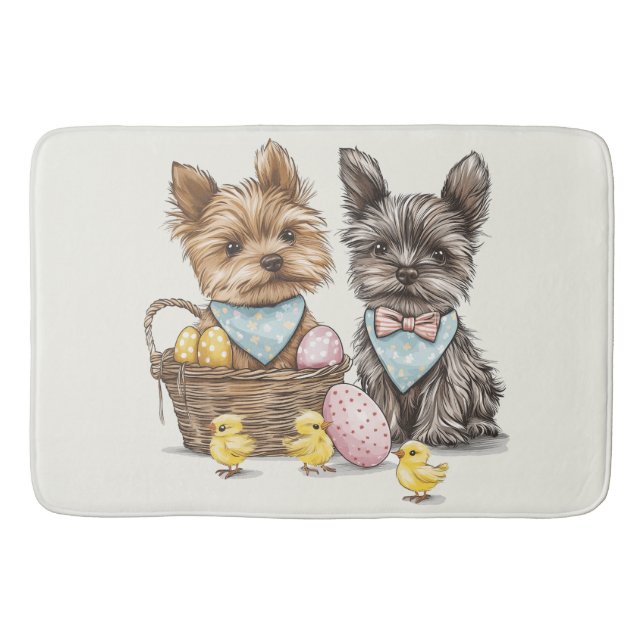 Easter Yorkshire Terrier Dogs Bath Mat (Front)