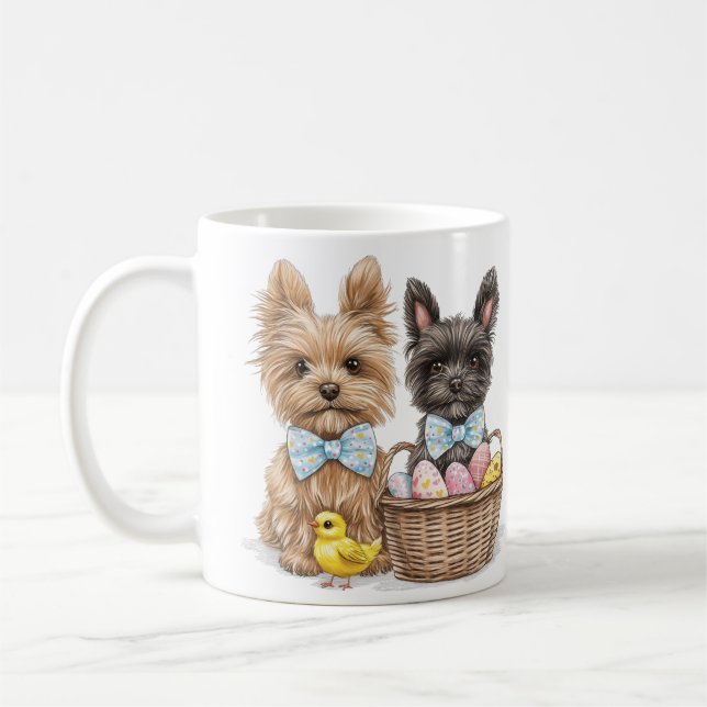 Easter Yorkshire Terrier Dogs Coffee Mug (Left)