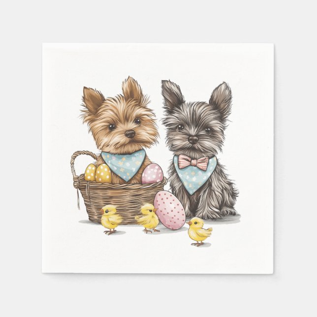 Easter Yorkshire Terrier Dogs Napkin (Front)