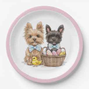 Easter Yorkshire Terrier Dogs Paper Plate