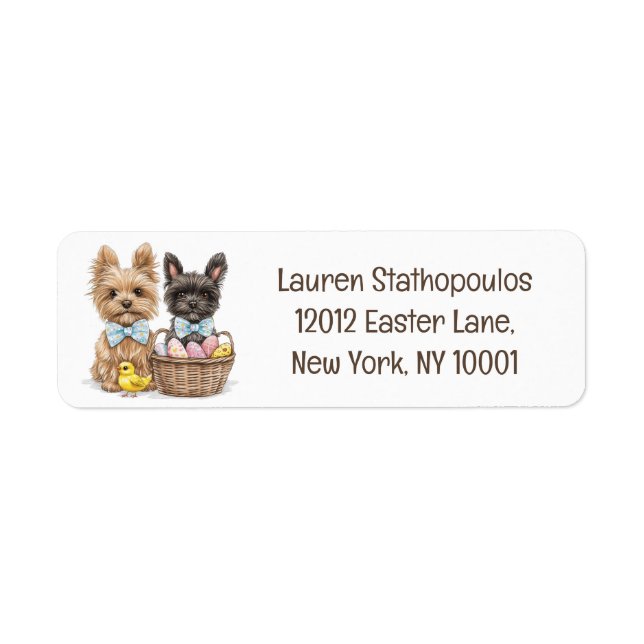 Easter Yorkshire Terrier Dogs Return Address Label (Front)