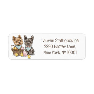 Easter Yorkshire Terrier Dogs Return Address Label