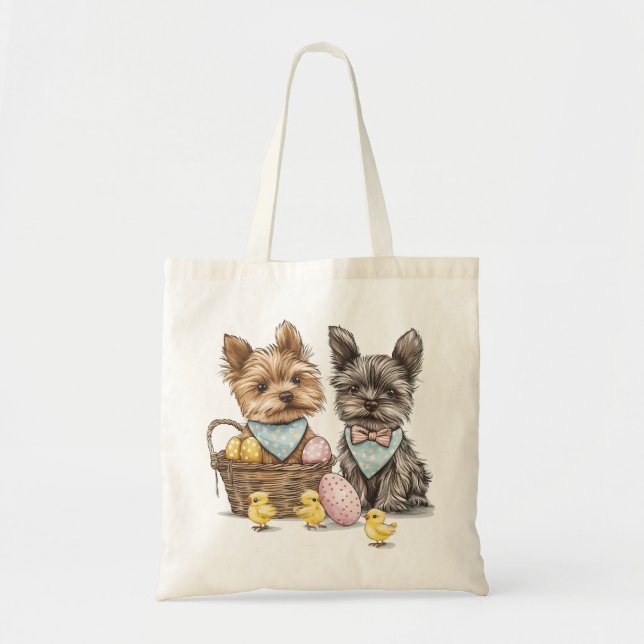 Easter Yorkshire Terrier Dogs Tote Bag (Front)